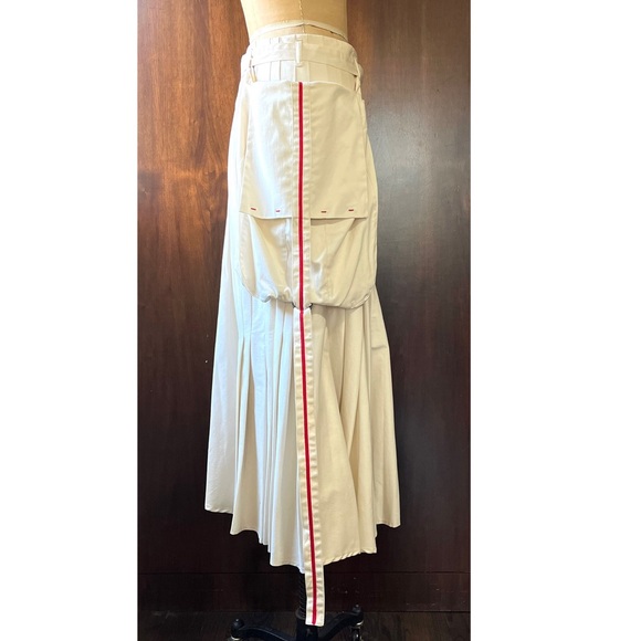 Ivan Grundahl Cream Pleated Maxi Asymmetrical Skirt with Detachable Pocket - Picture 4 of 14